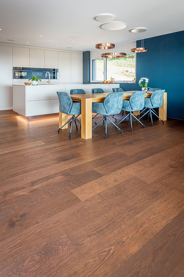 Parkett Edelweiss, Landhausdiele XXL 3-Schicht, Eiche Albula Tabacco, wohnfertig geölt natur